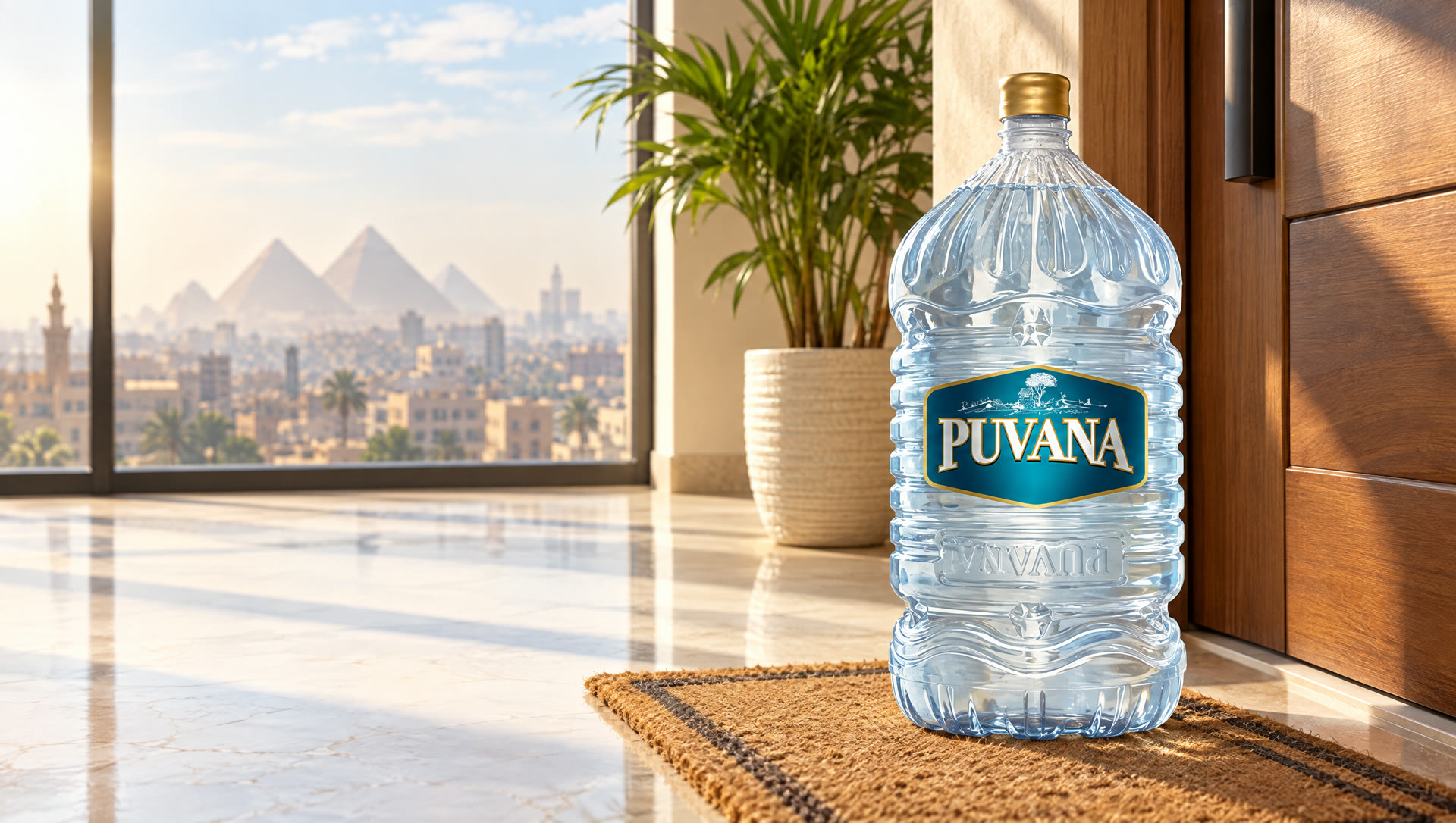 A Puvana gallon at a front door