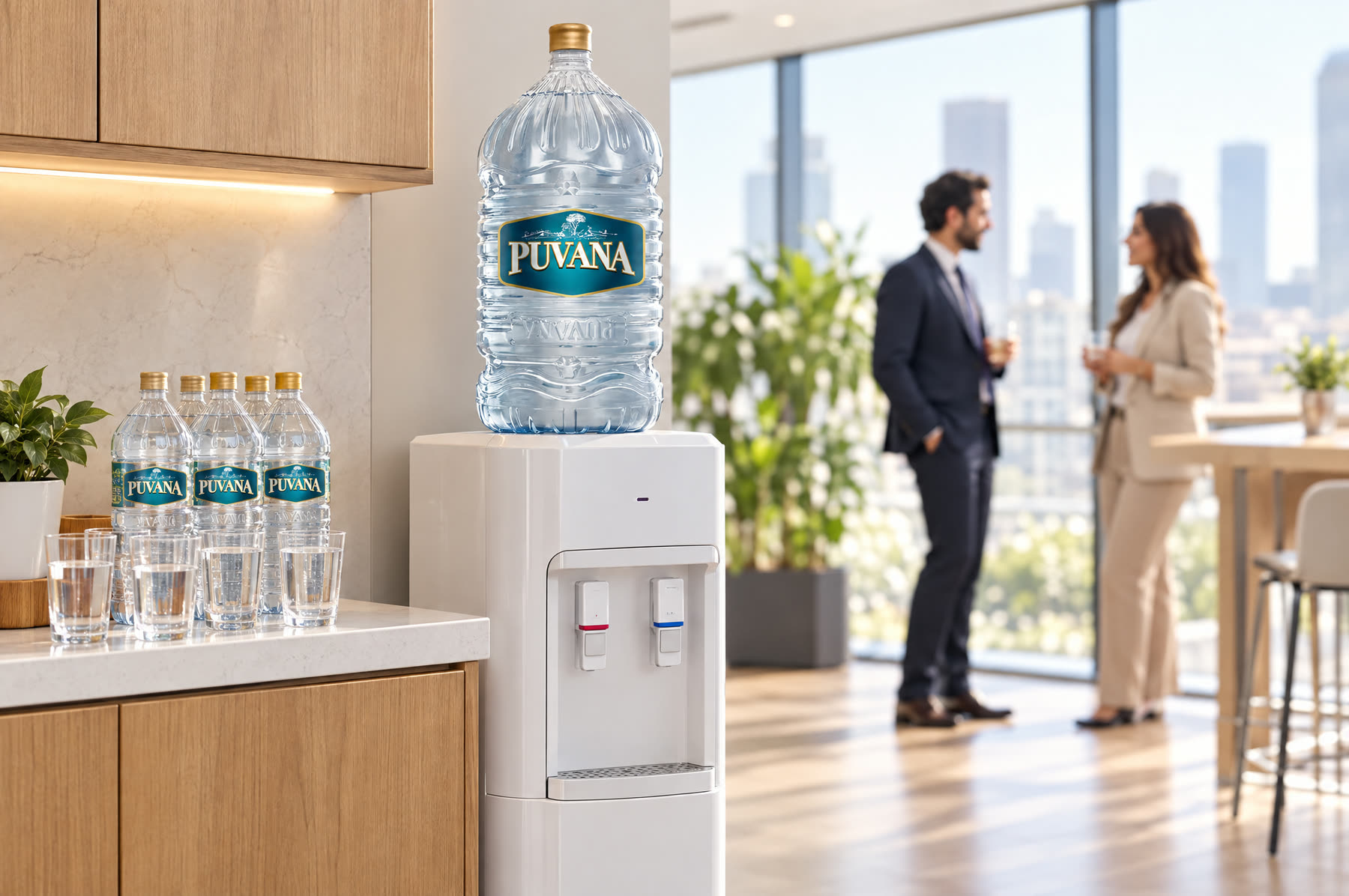 A Puvana gallon in an office pantry